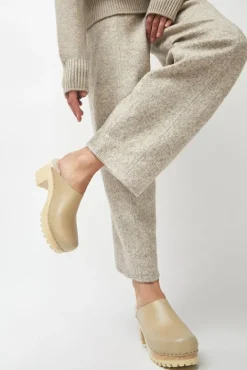 No.6 Store Liza Clog on Mid Tread in Clay with Bone Shearling