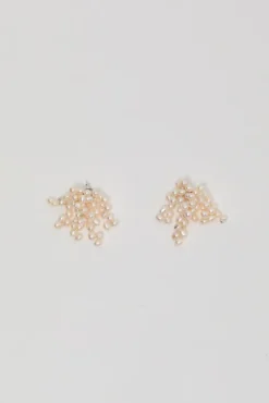 No.6 Store Logo Pearl Cluster Earrings in White