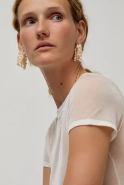 No.6 Store Logo Pearl Cluster Earrings in White
