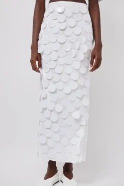 No.6 Store Long Sequin Skirt in White