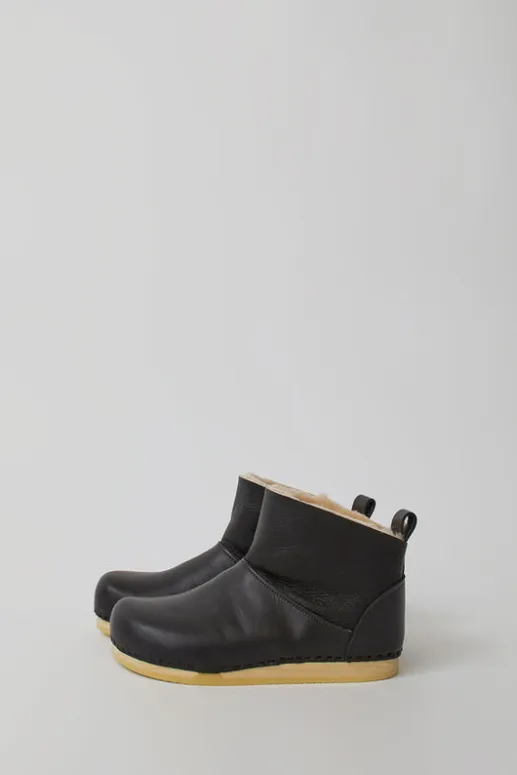 No.6 Store Low Shearling Clog Boot on Flat Bendable Base in Java