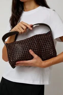 No.6 Store Macrame Mesh Bag in Chocolate