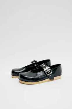 No.6 Store Maryjane Clog on Flat Bendable Base in Navy Patent
