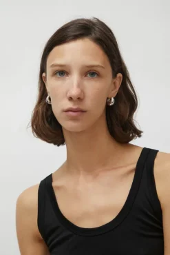 No.6 Store Medium Volume Waterdrop One Touch Earrings in Silver