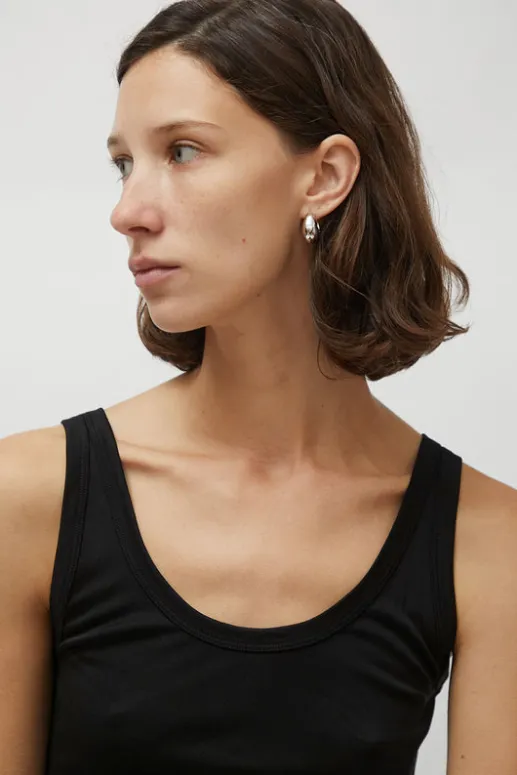 No.6 Store Medium Volume Waterdrop One Touch Earrings in Silver