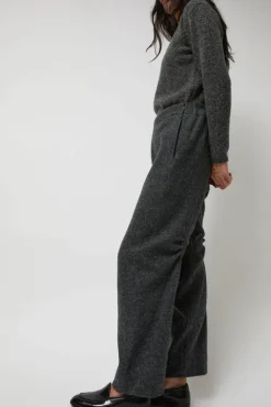 No.6 Store Melange Wool Blend Curve Pants in Grey