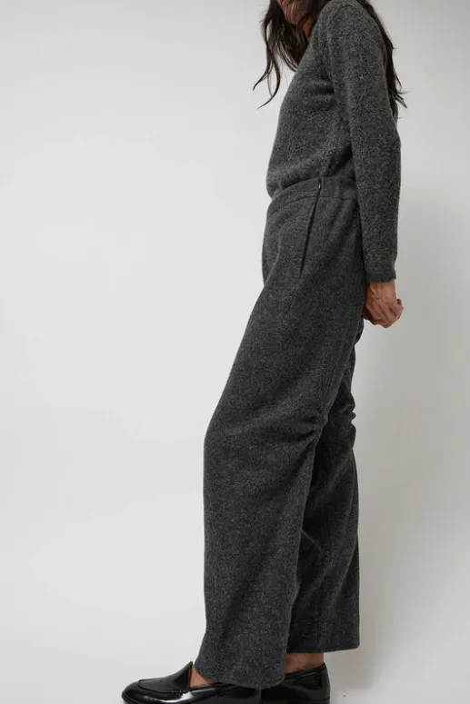 No.6 Store Melange Wool Blend Curve Pants in Grey