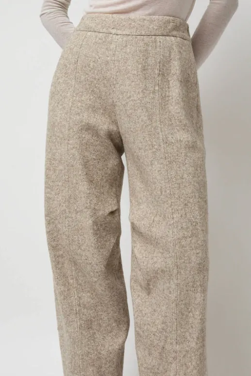 No.6 Store Melange Wool Blend Curve Pants in Ivory