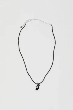 No.6 Store Mini Flocked Bear Necklace in Black