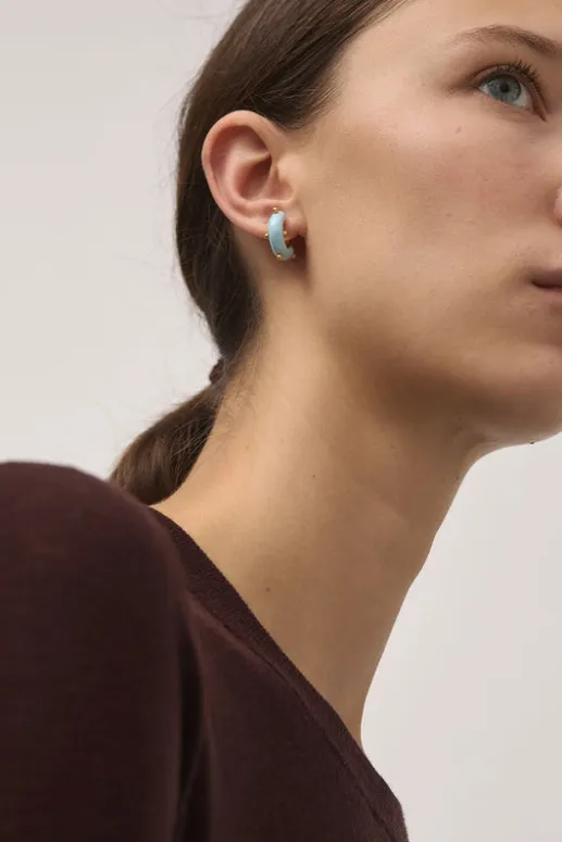 No.6 Store Mini Moon Earrings Set in Pale Blue