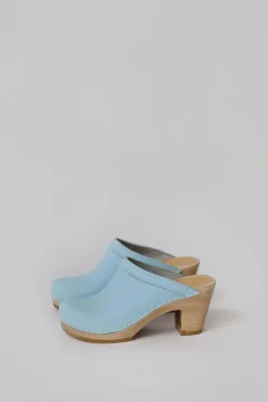 No.6 Store Old School Clog on High Heel in Light Blue