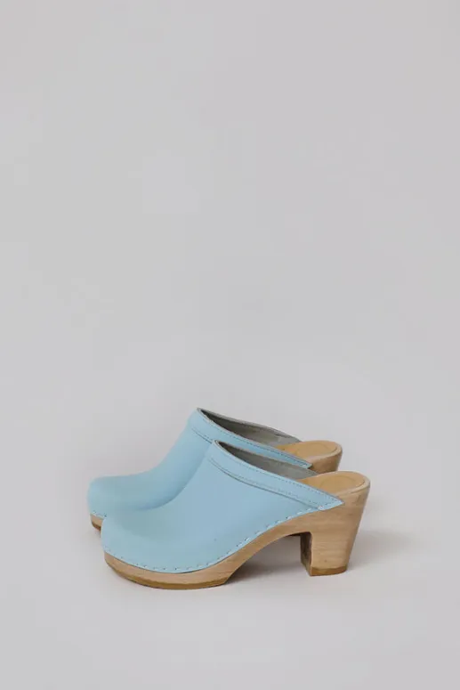 No.6 Store Old School Clog on High Heel in Light Blue
