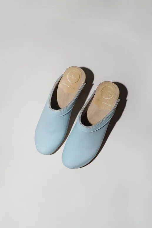 No.6 Store Old School Clog on High Heel in Light Blue
