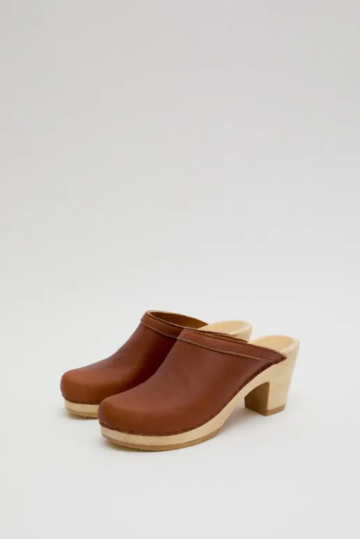 No.6 Store Old School Clog on High Heel in Bourbon