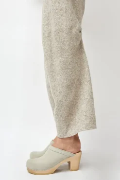No.6 Store Old School Clog on High Heel in Chalk Suede