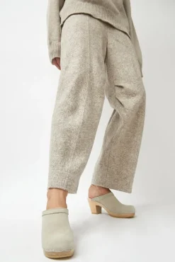 No.6 Store Old School Clog on High Heel in Chalk Suede