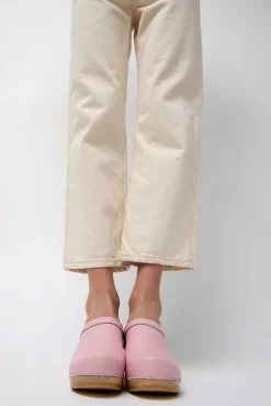 No.6 Store Old School Clog on Mid Heel in Light Pink