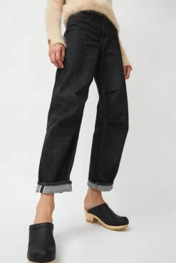 No.6 Store Old School Clog on Mid Heel in Black