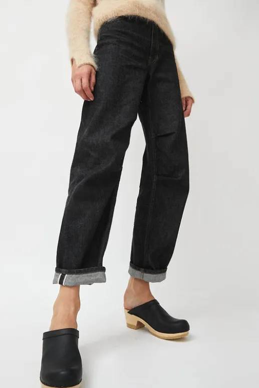 No.6 Store Old School Clog on Mid Heel in Black
