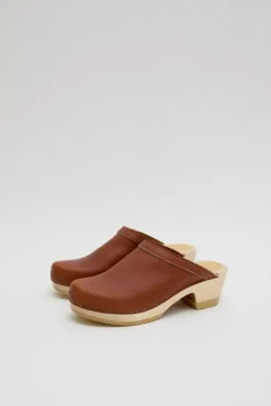 No.6 Store Old School Clog on Mid Heel in Bourbon