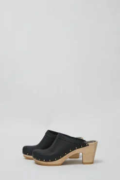 No.6 Store Old School Studded Clog on High Heel in Black
