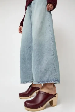 No.6 Store Old School Studded Clog on High Heel in Maroon