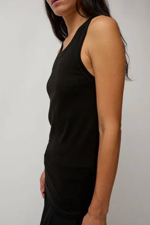No.6 Store Organic Cotton Soft Rib Singlet in Black