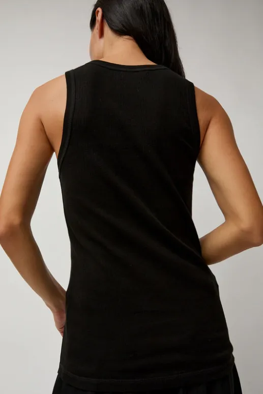 No.6 Store Organic Cotton Soft Rib Singlet in Black