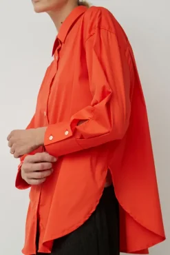 No.6 Store Oversize Cotton Shirt in Coral