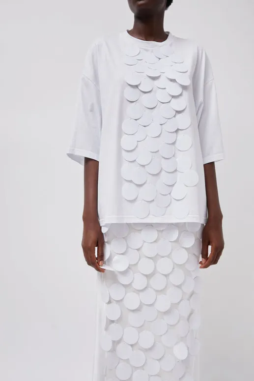 No.6 Store Oversized T-Shirt with Sequins in White