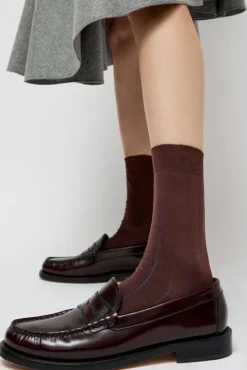 No.6 Store Pinstripe Viscose Socks in Caramel