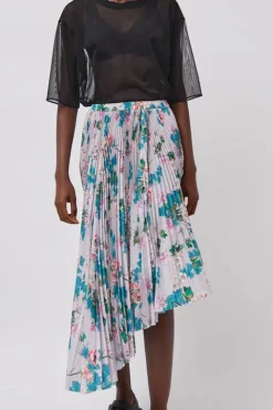 No.6 Store Pleated Asymmetric Skirt in Floral
