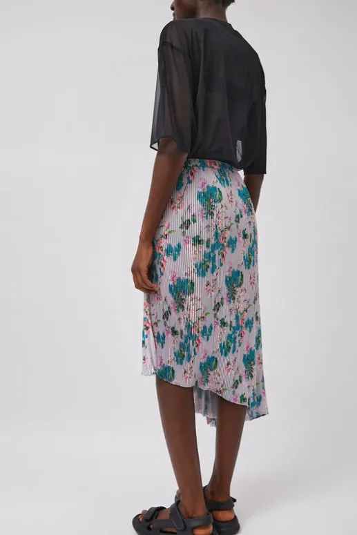No.6 Store Pleated Asymmetric Skirt in Floral