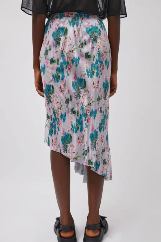 No.6 Store Pleated Asymmetric Skirt in Floral