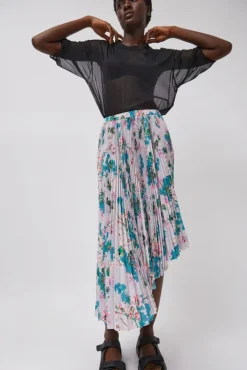 No.6 Store Pleated Asymmetric Skirt in Floral