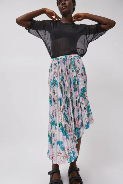 No.6 Store Pleated Asymmetric Skirt in Floral