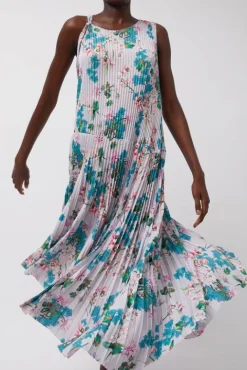 No.6 Store Pleated Asymmetric Sleeveless Dress in Floral