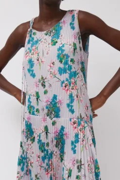 No.6 Store Pleated Asymmetric Sleeveless Dress in Floral