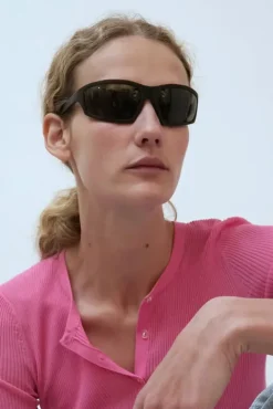 No.6 Store Raven Sunglasses in Matte Black and Green