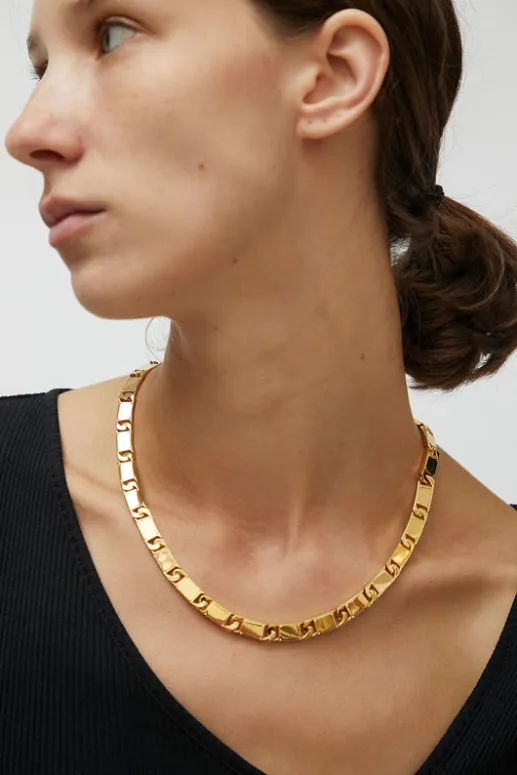 No.6 Store Rectangle Chain Link Necklace in Gold