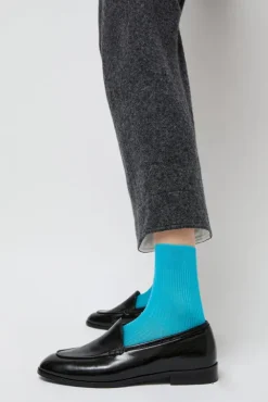 No.6 Store Ribbed Ankle Socks in Turquoise