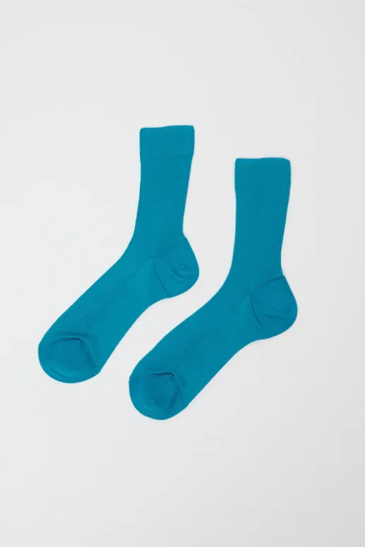 No.6 Store Ribbed Ankle Socks in Turquoise