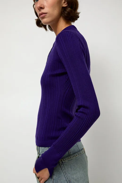 No.6 Store Ribbed Knit Polo in Grape