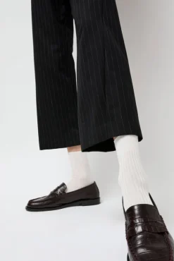 No.6 Store Ribbed Mid Calf Bio Cotton Socks in Off White