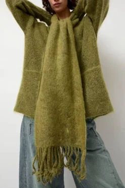 No.6 Store Ribbed Mohair Scarf in Matcha
