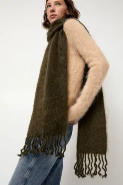 No.6 Store Ribbed Mohair Scarf in Olive