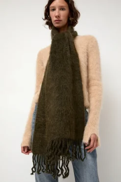 No.6 Store Ribbed Mohair Scarf in Olive