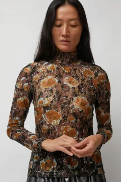 No.6 Store Rosa Turtleneck in Gold Roses