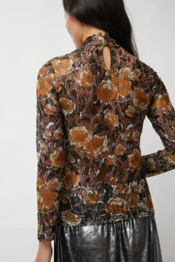 No.6 Store Rosa Turtleneck in Gold Roses