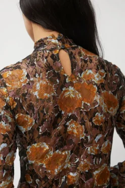 No.6 Store Rosa Turtleneck in Gold Roses